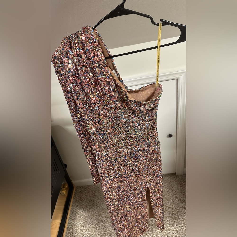 Bronx and Banco Multicolor Sequin One Shoulder Dress